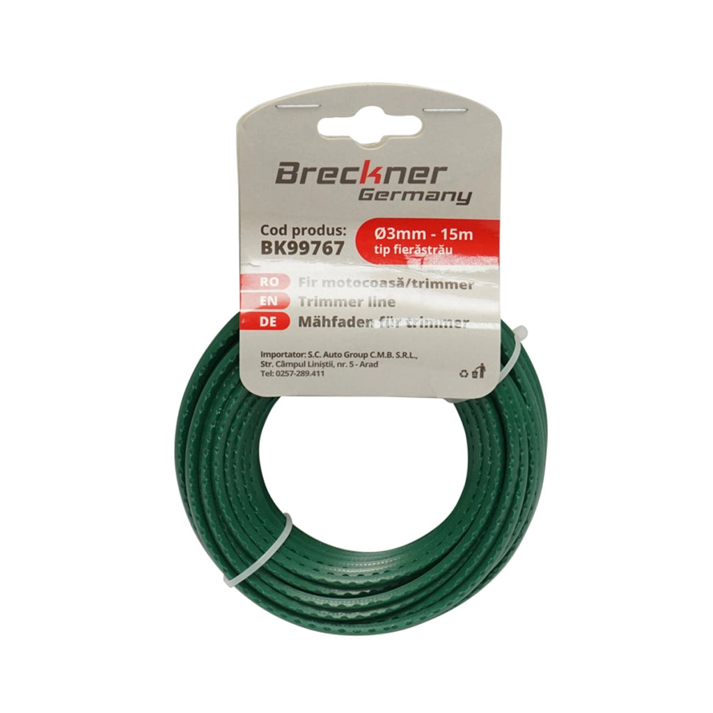 Filo seghettato verde per decespugliatore 3mmx15m Breckner Germany