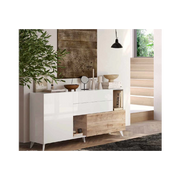 Madia Marion 240x42x94h colore bianco lucido e mercure