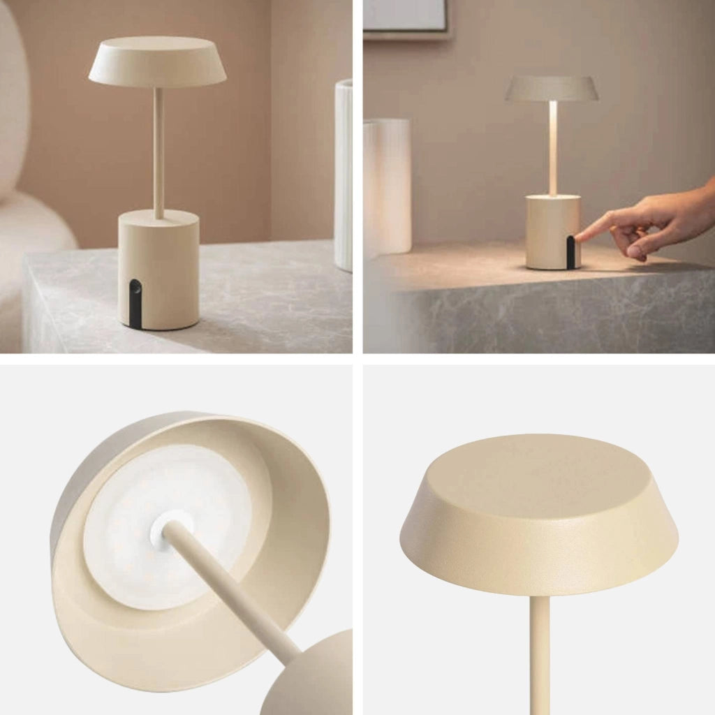 Lampada da tavolo per interni/esterni led metallo ø10,8cm, beige
