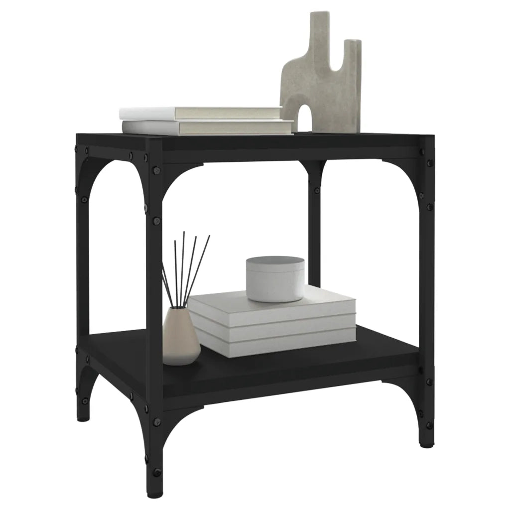 Mobile Porta TV Nero 40x33x41 cm in Legno Multistrato e Acciaio 819302