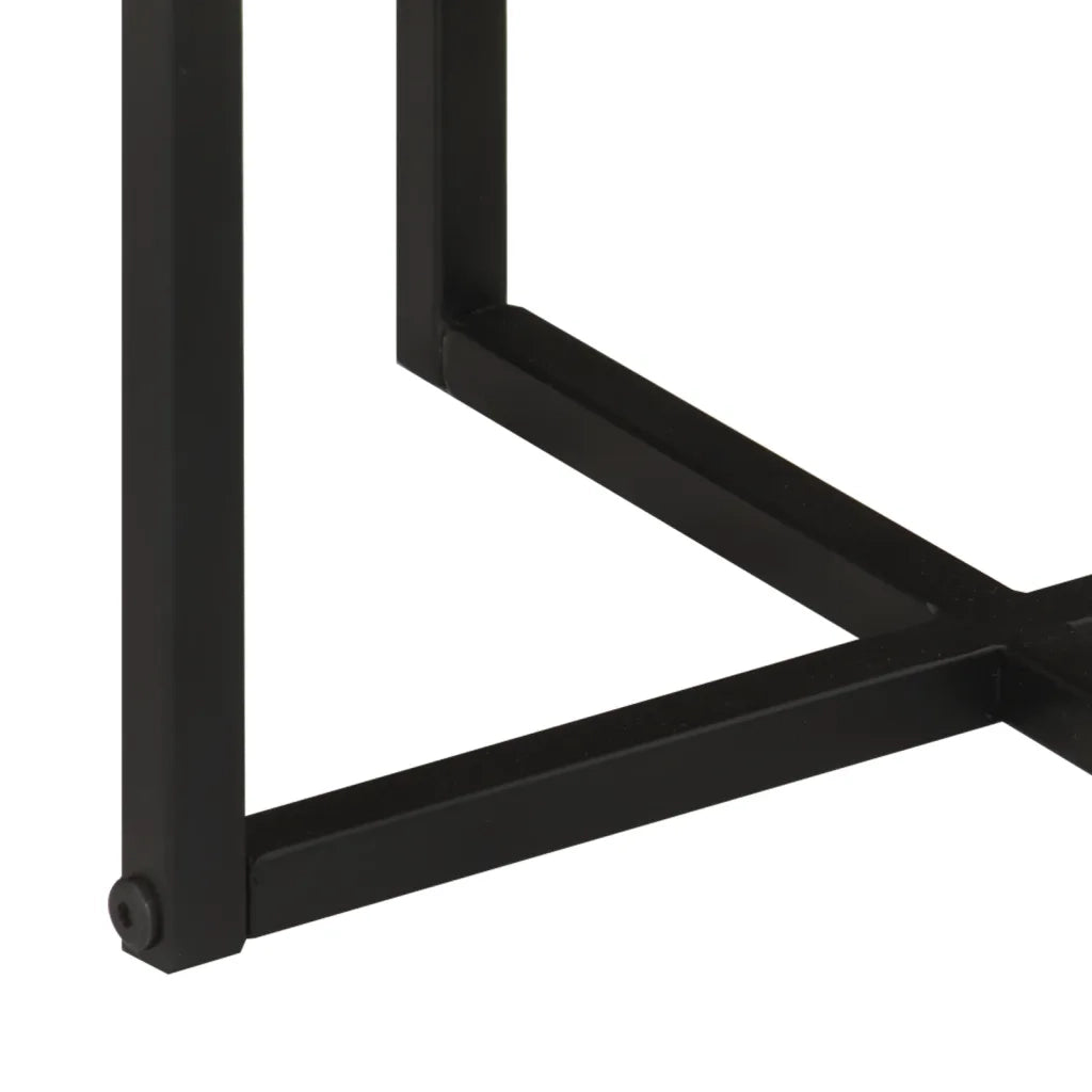 Tavolino Salotto 35x35x30cm in Legno Massello di Acacia e Ferro 372739