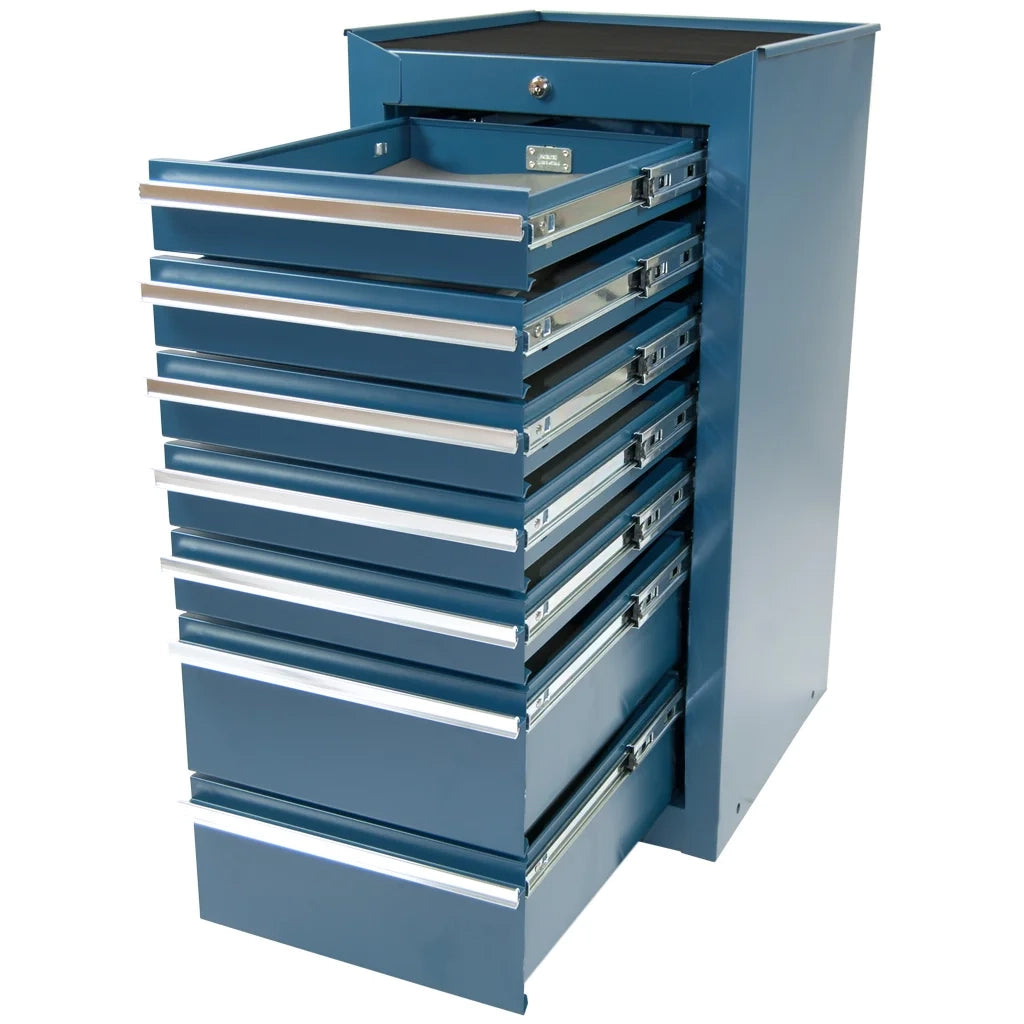 Mobiletto portautensili blu, stretto, 7 cassetti