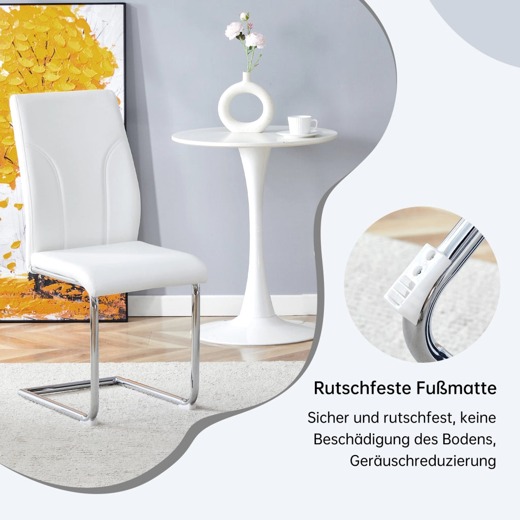 Sedia da pranzo con seduta imbottita e schienale confortevole per cucina e sala da pranzo in PU bianco