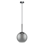 Lampada a Sospensione Moderna Tindari Metallo Vetro Nero Fumé 1 Luce E27