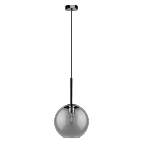 Lampada a Sospensione Moderna Tindari Metallo Vetro Nero Fumé 1 Luce E27