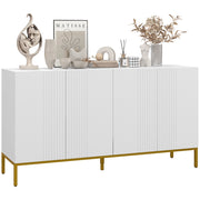 Credenza a 4 Ante con Mensole Regolabili ¨C zephmum ¨C 140x40x75 Bianco Oro