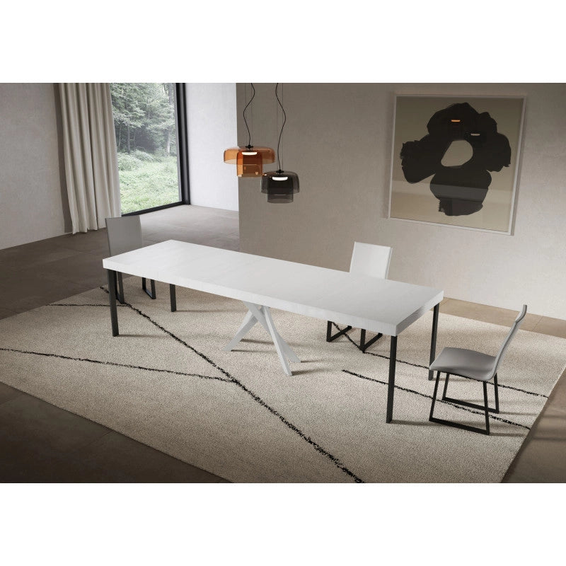 Consolle allungabile 90x40/300 cm Saki Premium telaio Bianche - Bianco Frassino