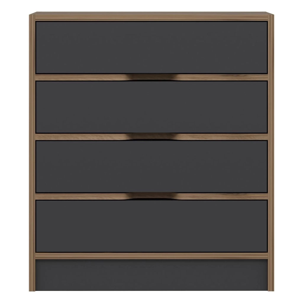Gazzola, Cassettiera 4 Cassetti, 70x40x79h cm Nero Antracite