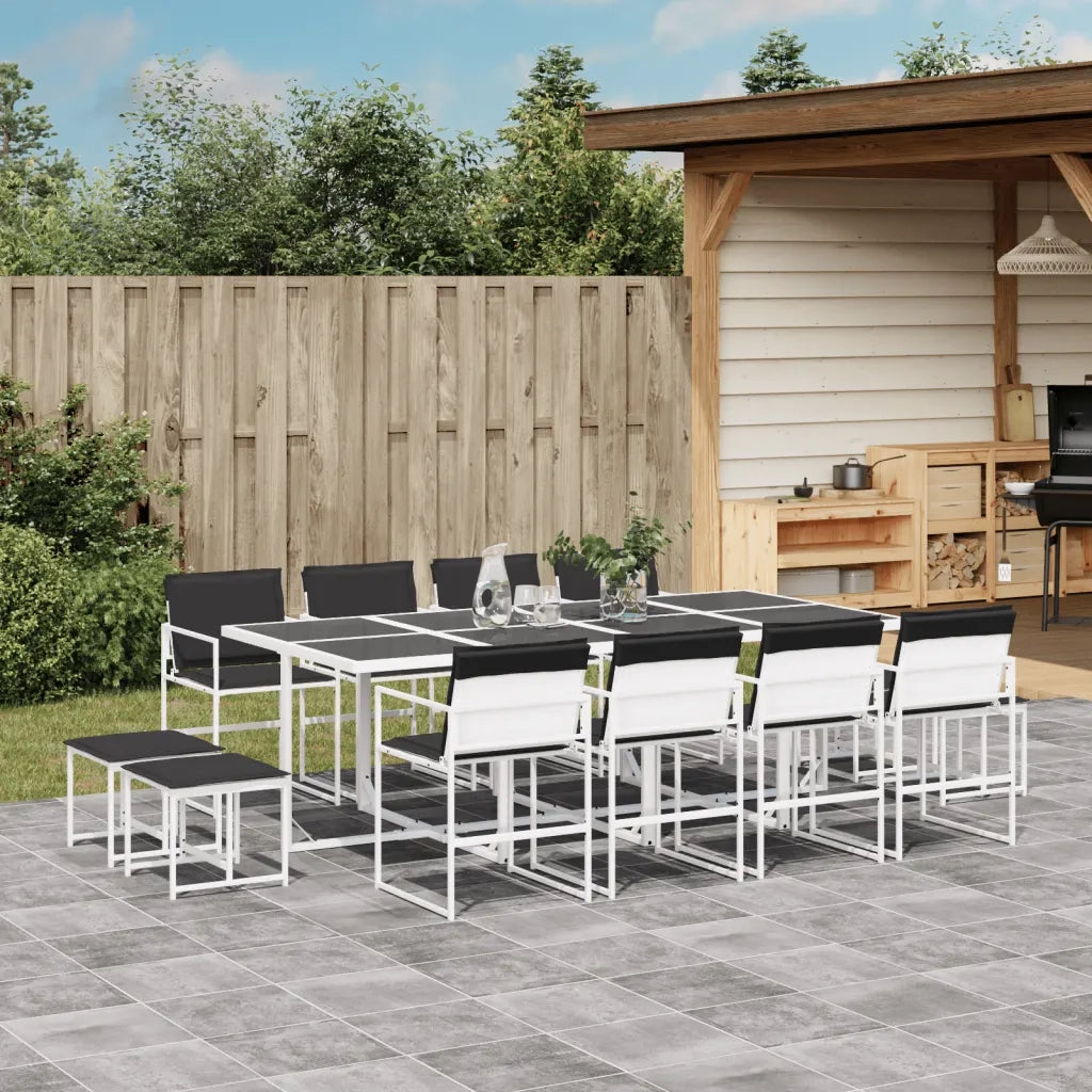 Set da Pranzo da Giardino 13 pz con Cuscini Bianco in Textilene 3295115
