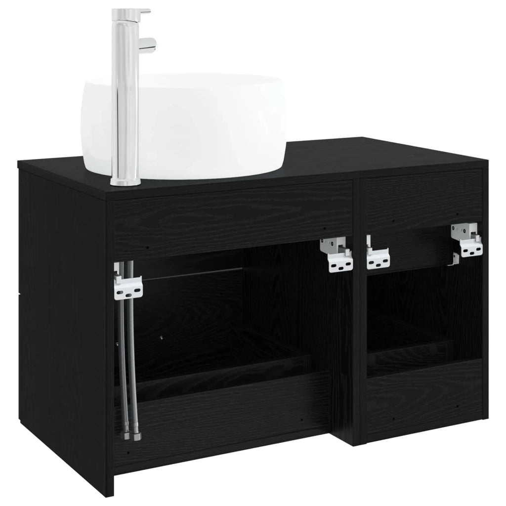 Set di mobili per il bagno 2 pz Rovere Nero 3404001