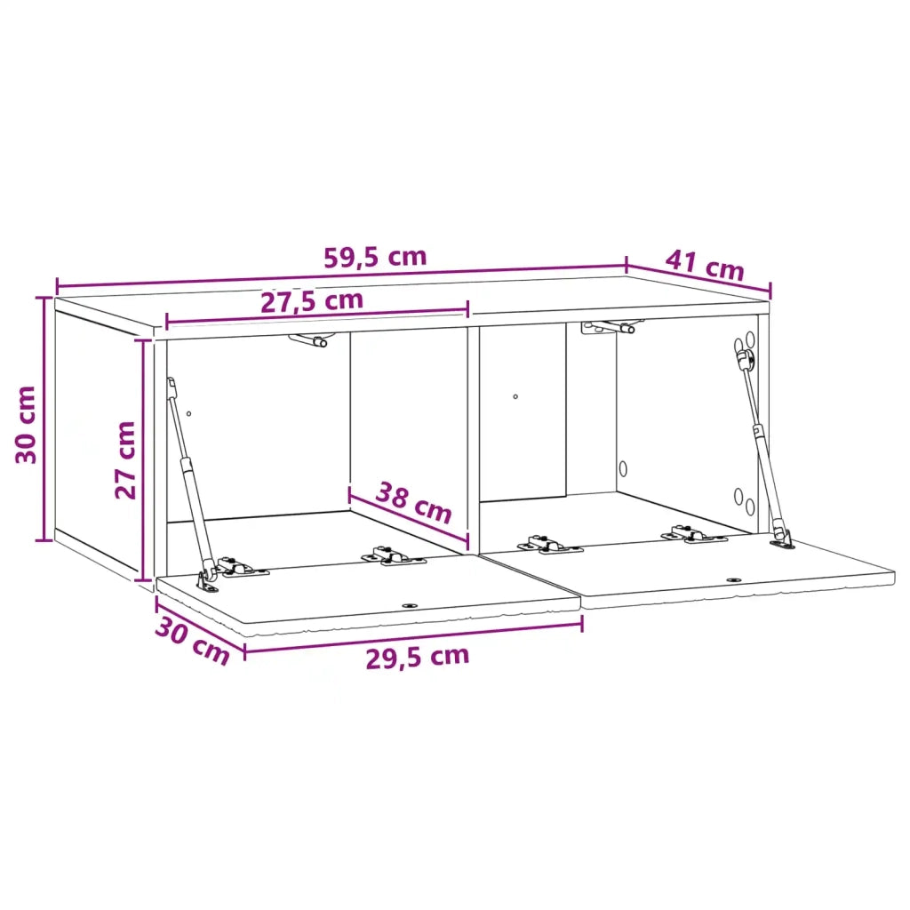 Mobile Porta TV da Muro 59,5 x 41 x 30 cm Grigio Cemento 898848