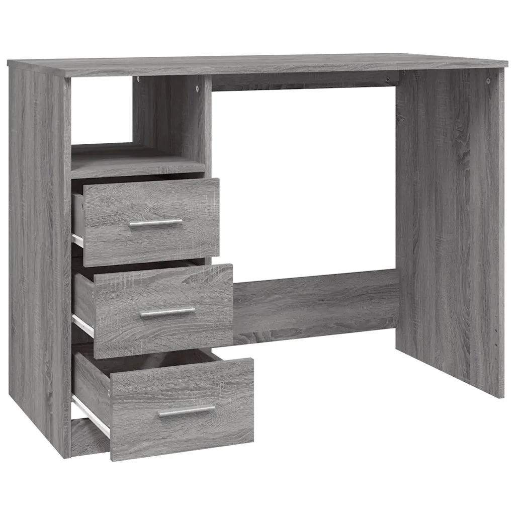 Scrivania Cassetti-Scrivanie per ufficio e studio Grigio Sonoma 102x50x76 cm Legno Multistrato