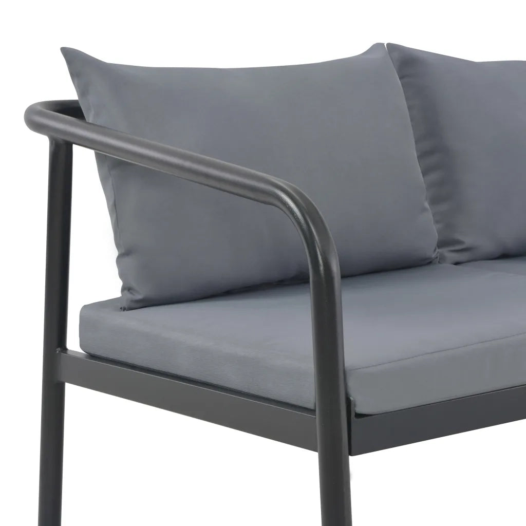 Divano da Giardino a 2 Posti con Cuscini Grigio in Alluminio cod mxl 73627