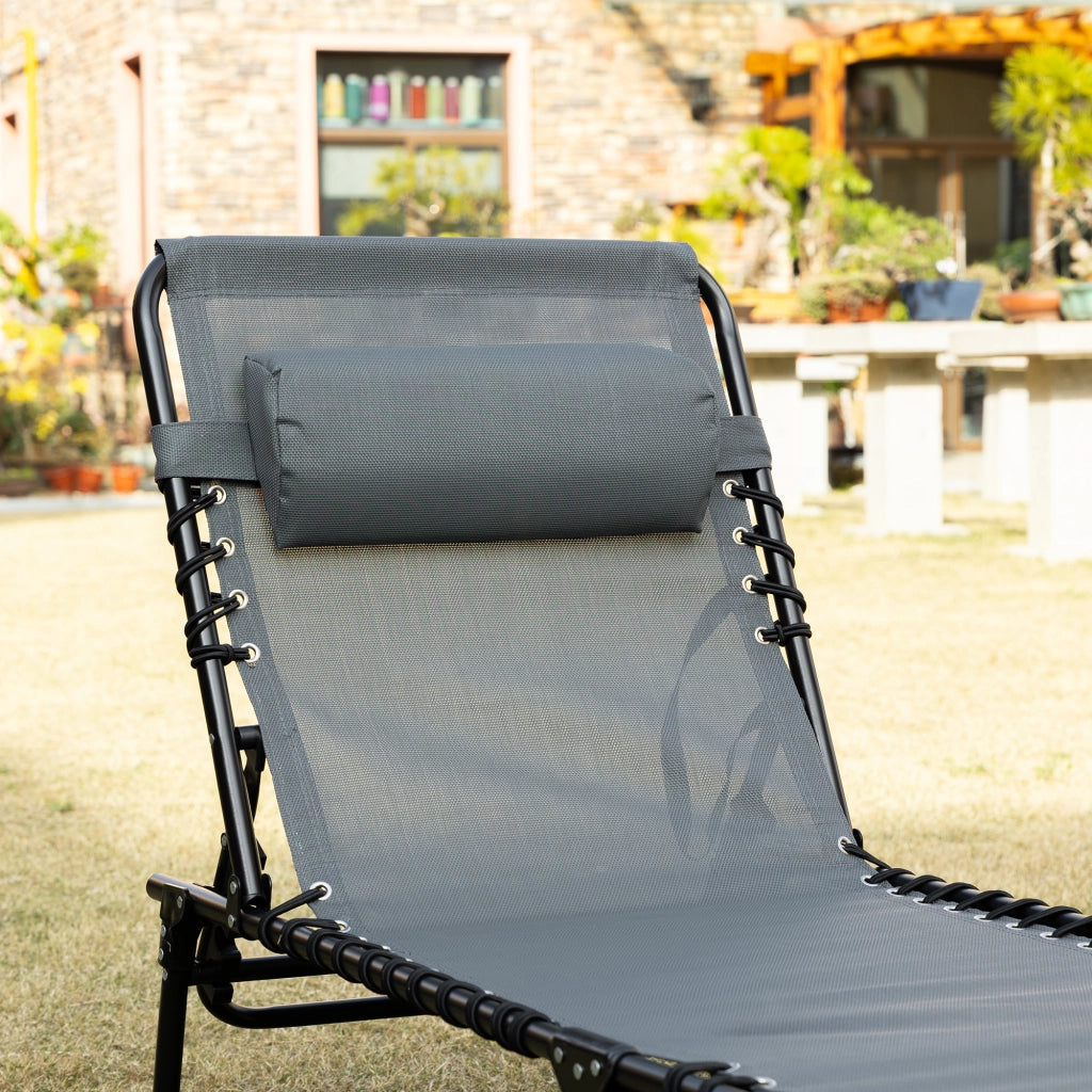 Chaise longue pliable ¨C zephmum ¨C grigio, textilene, acciaio, 189x58x30 cm