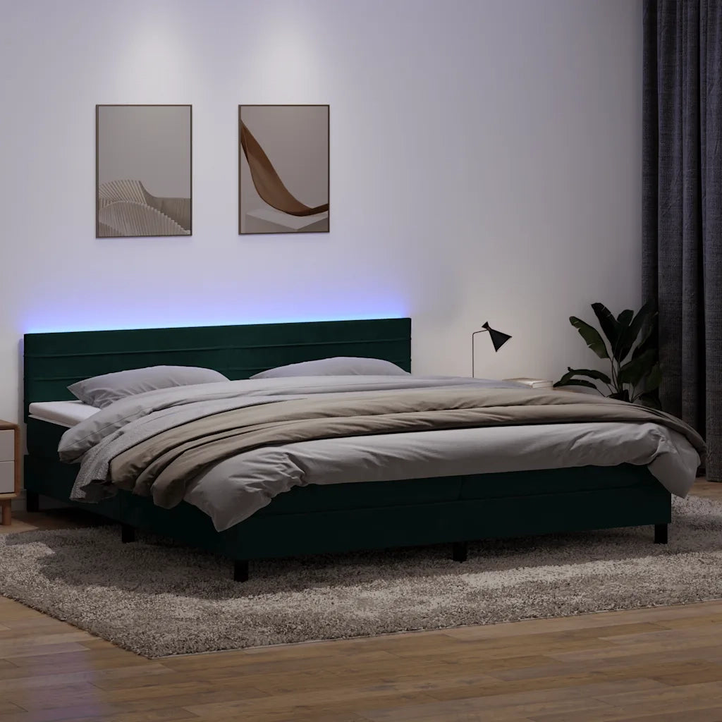 vidaXL Giroletto a Molle con Materasso Verde Scuro 180x220 cm Velluto