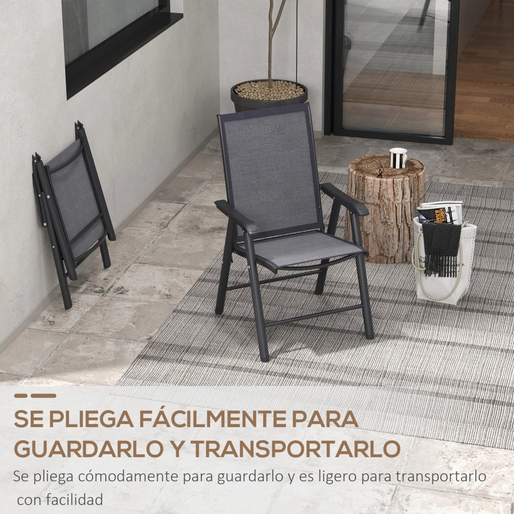 Sedia da Giardino Pieghevole ¨C zephmum ¨C 2 Pezzi Grigio Scuro 58x64x94 cm