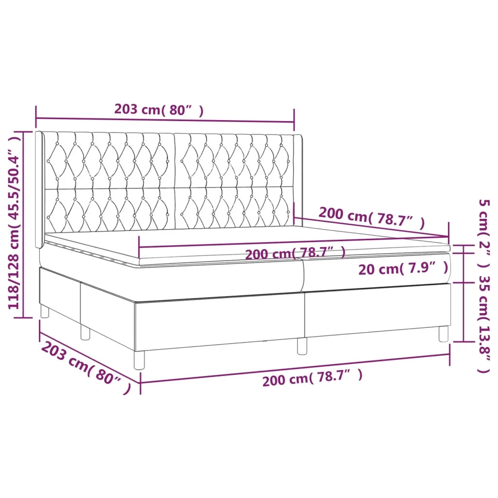 Letto a Molle Materasso e LED bianco 200x200cm in Tessuto 3139146