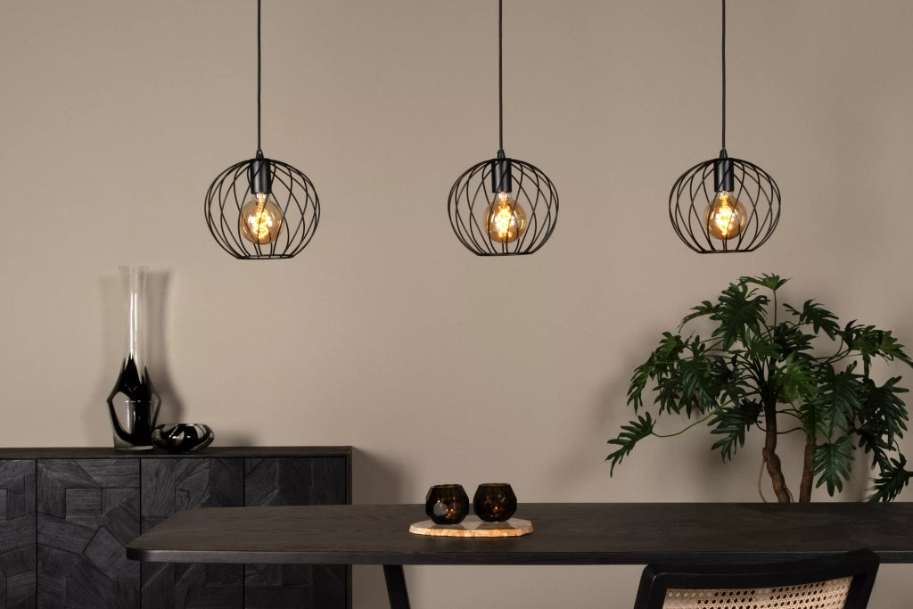 Lampada sospensione DANZA nera metallo 3xE27 40W Lucide