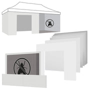 Set completo di teli di ricambio per gazebo da giardino bianco 3x6M - 5x teli laterali + 1x telo porta con cerniera + 1x telo zanzariera + 1 telo mezza altezza.