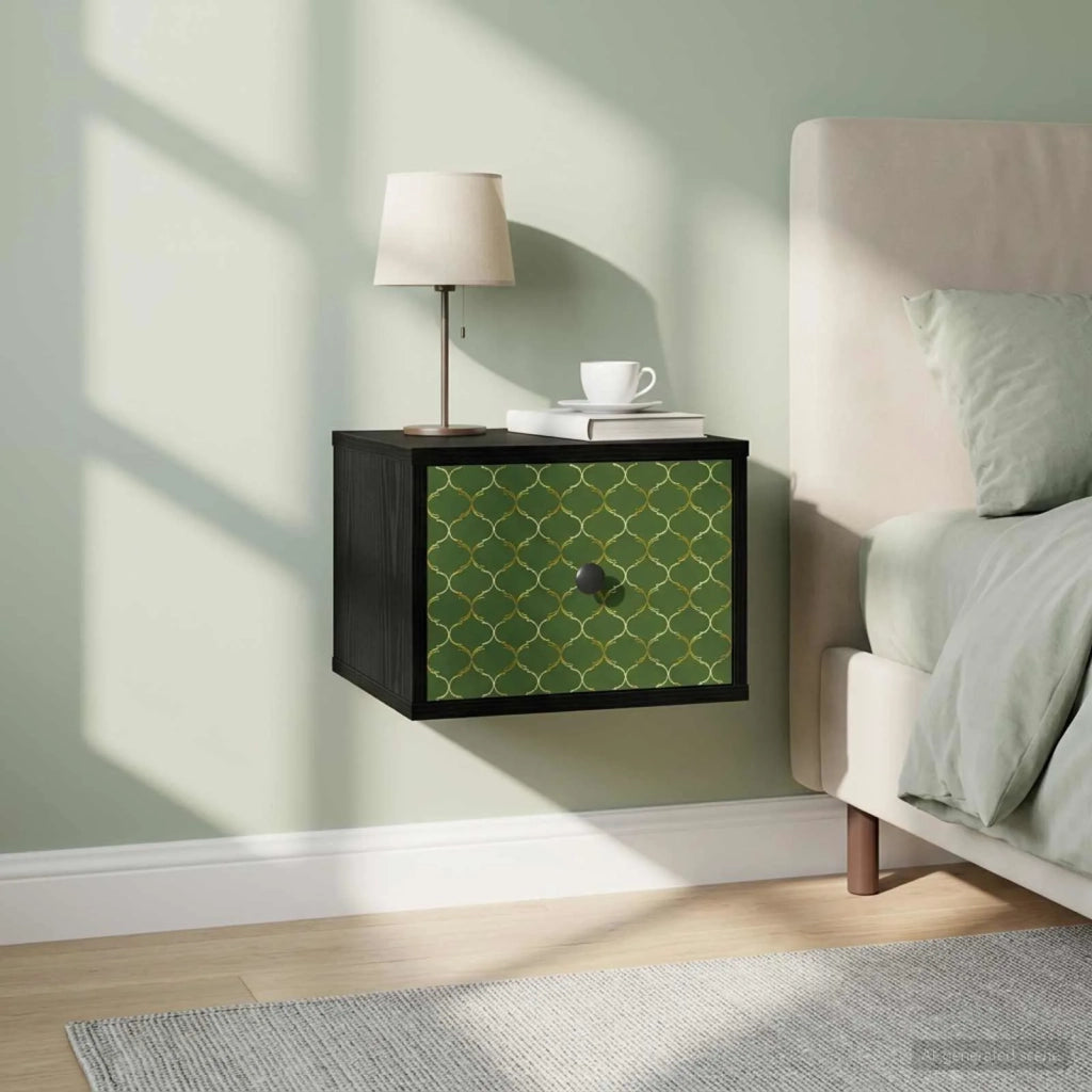 Mobiletto da comodino a parete GELEEN 2 pz Rovere Nero 8007440