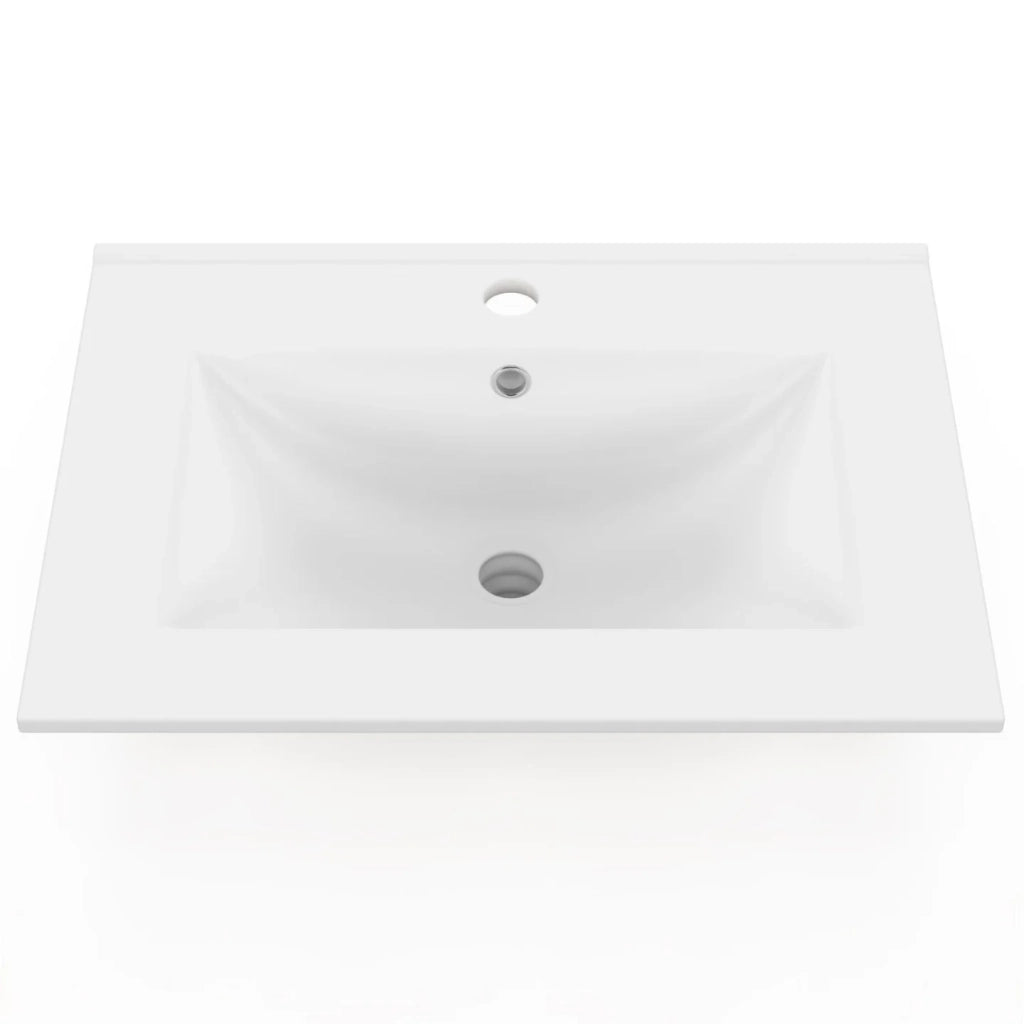 IDMarket - Lavabo rettangolare da incasso in ceramica bianca L. 61 x L. 46 x H. 17 cm