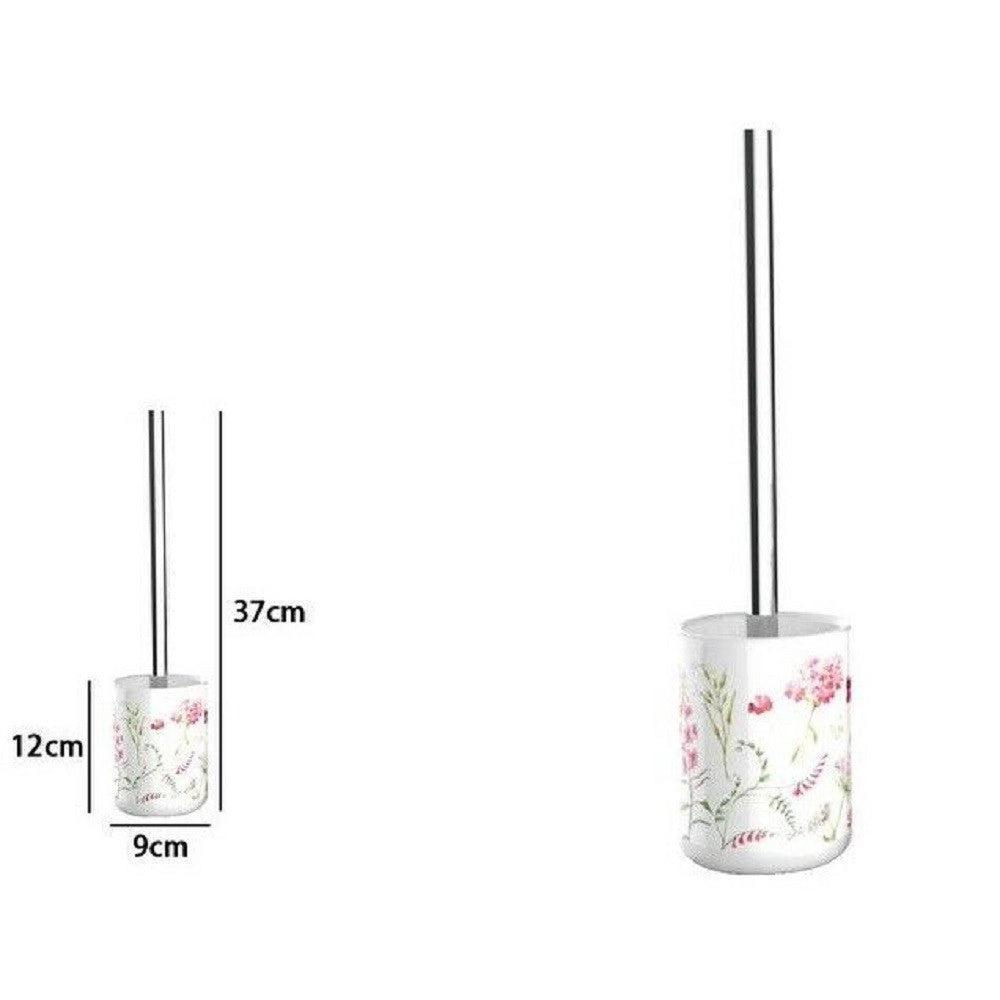 Trade Shop - Portascopino Porta Scopino Bagno Wc Toilette Fiori Con Scopino Completo 69920 -