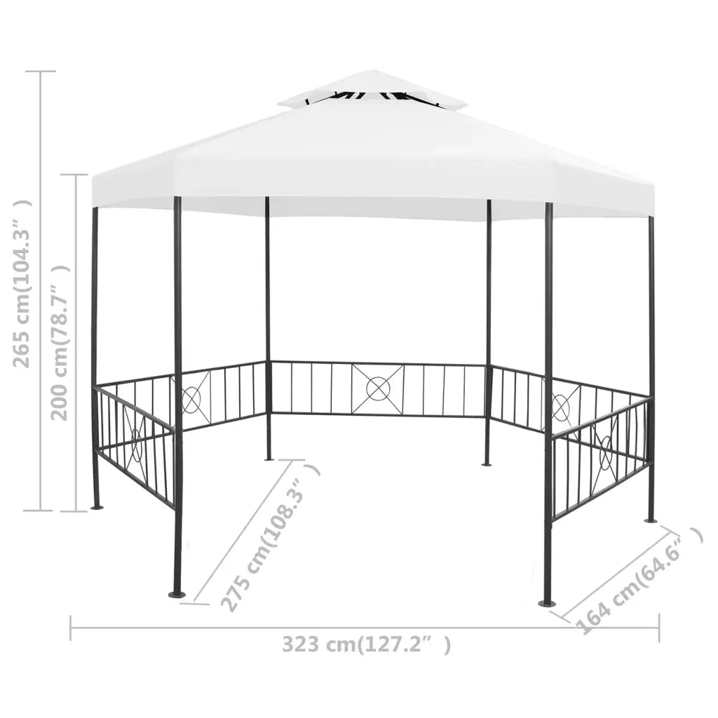 Gazebo da Giardino 323x275x265 cm Bianco 180 g/mÂ²