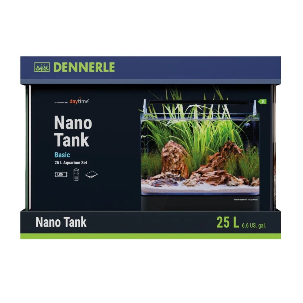 Dennerle Nano Tank Basic 25L - acquario con vetro panoramico cm36x28x25h con filtro e LED