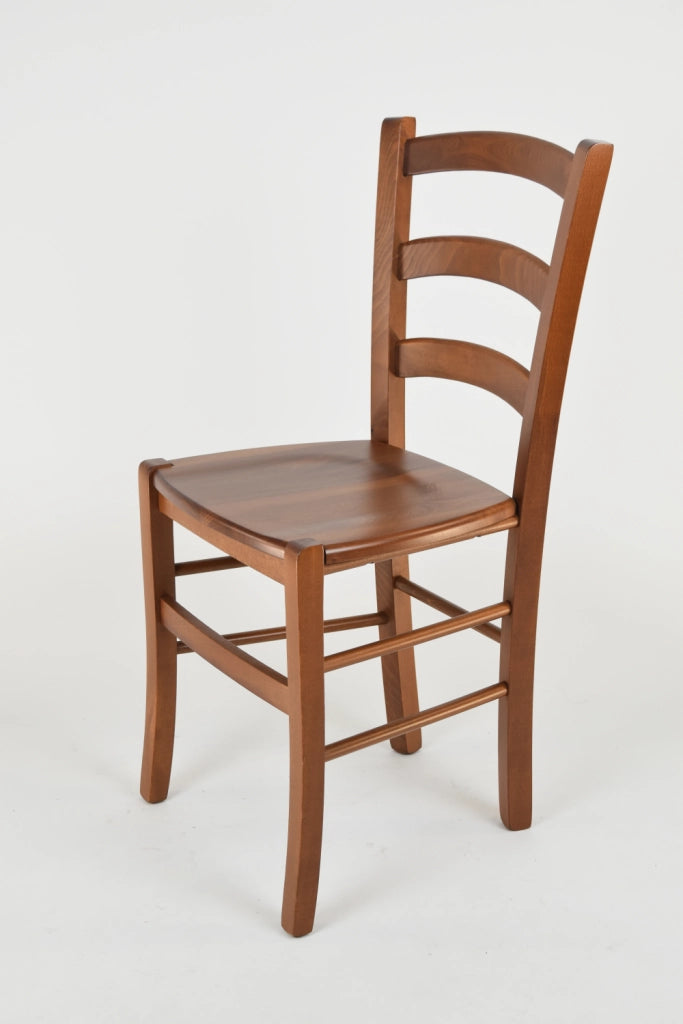 Set 4 Sedie Venice Tommychairs, robusta struttura in legno di faggio verniciata in noce chiaro e seduta in legno