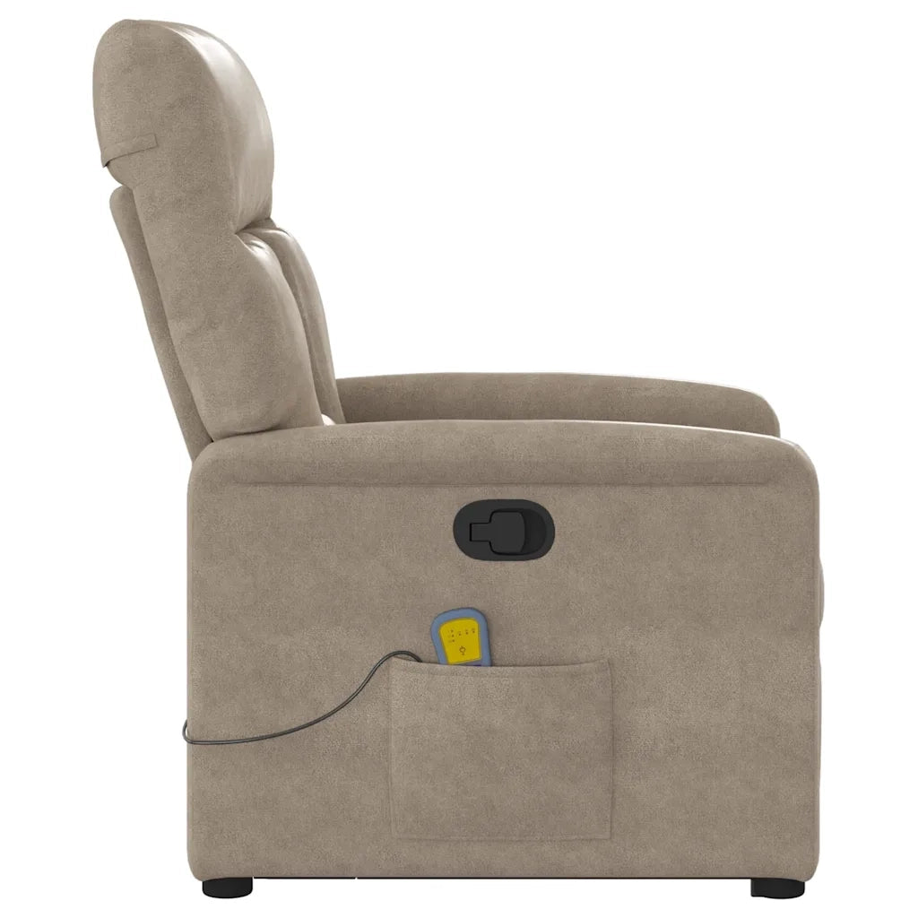 Poltrona Alzapersona Reclinante Massaggiante Tortora Microfibra 3303094