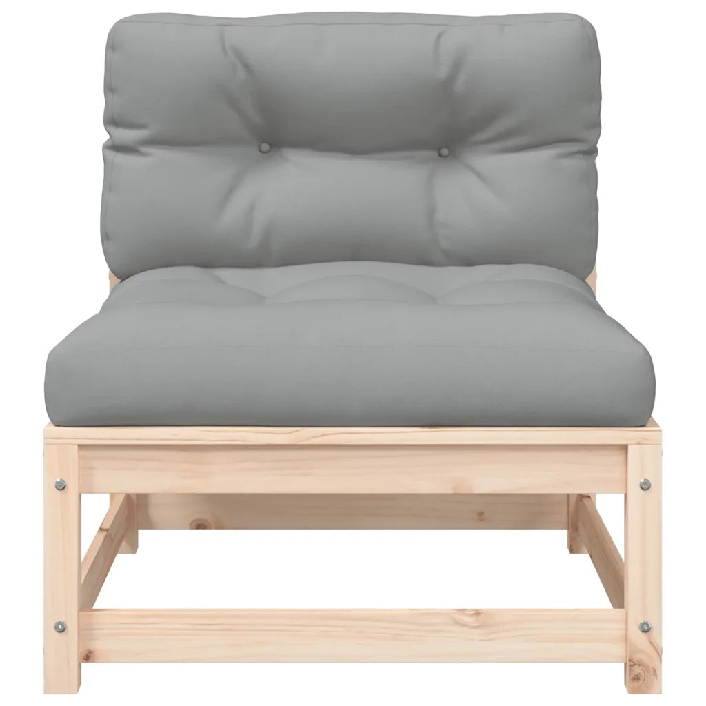 Divano Giardino Senza Braccioli con Cuscini-Sofa da Giardino-Divanetto da esterno Legno Massello Pino 796805