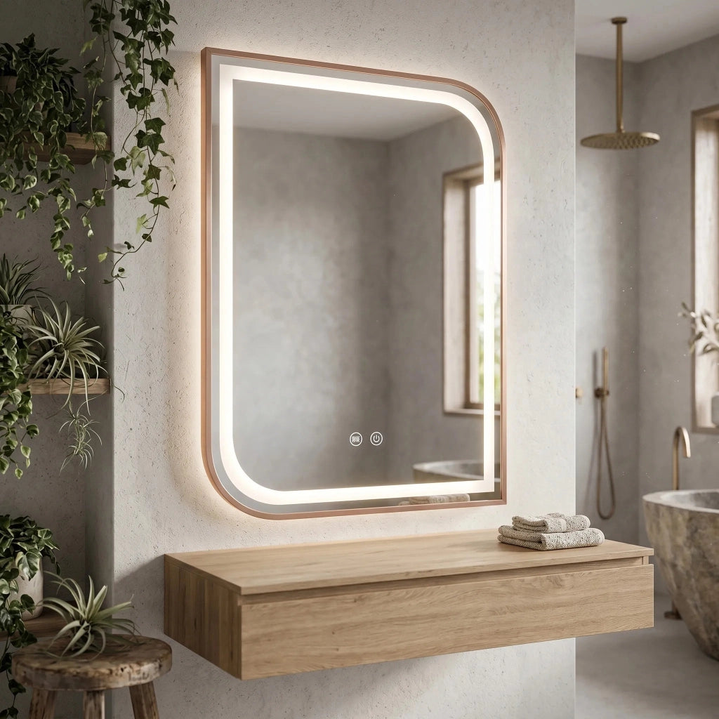 Specchio Led Zone 80x60 Brush Rose Gold