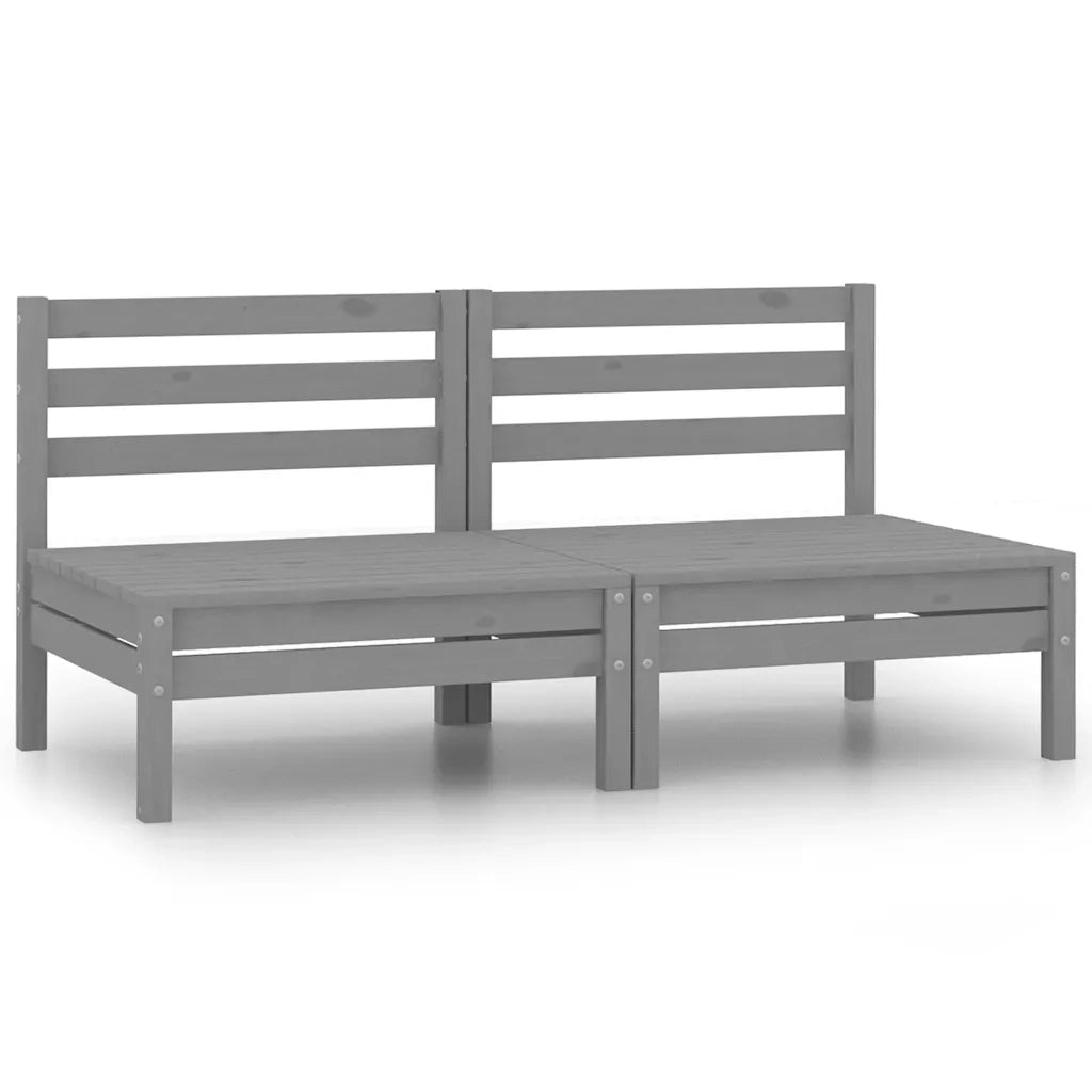 Divani Centrali da Giardino 2 pz in Massello di Pino Grigio cod mxl 39552