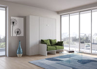 Letto Una Piazza E Mezzo A Scomparsa 120 Kentaro Con Divano E Colonna Bianco Frassino e Verde