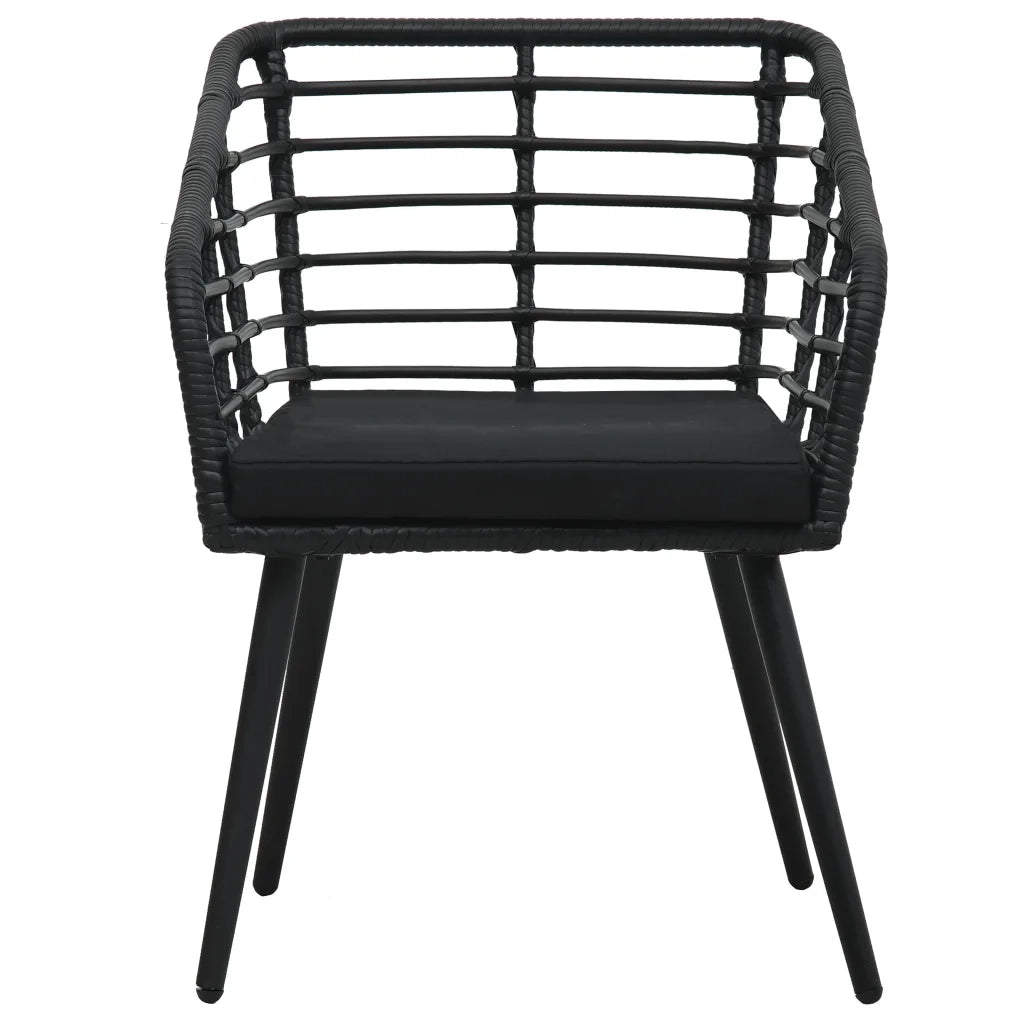 Set da Bistrot 3 pz | Set Salotto da Giardino in Polyrattan Nero