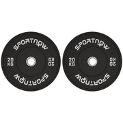 SET 2 DISCHI PESI DA 20KG IN GOMMA CON FORO DA 2"/5 CM PER MANUBRI E BILANCIERI NERO