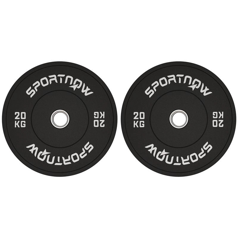 SET 2 DISCHI PESI DA 20KG IN GOMMA CON FORO DA 2"/5 CM PER MANUBRI E BILANCIERI NERO