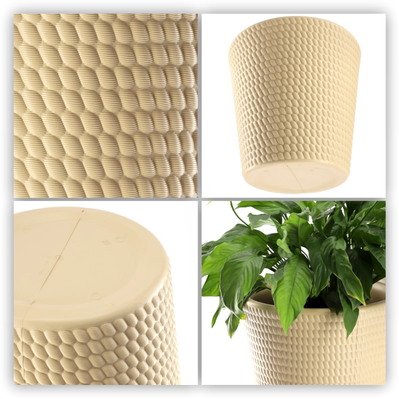 Vaso da fiori KADAX in plastica, rotondo, 40 cm, beige