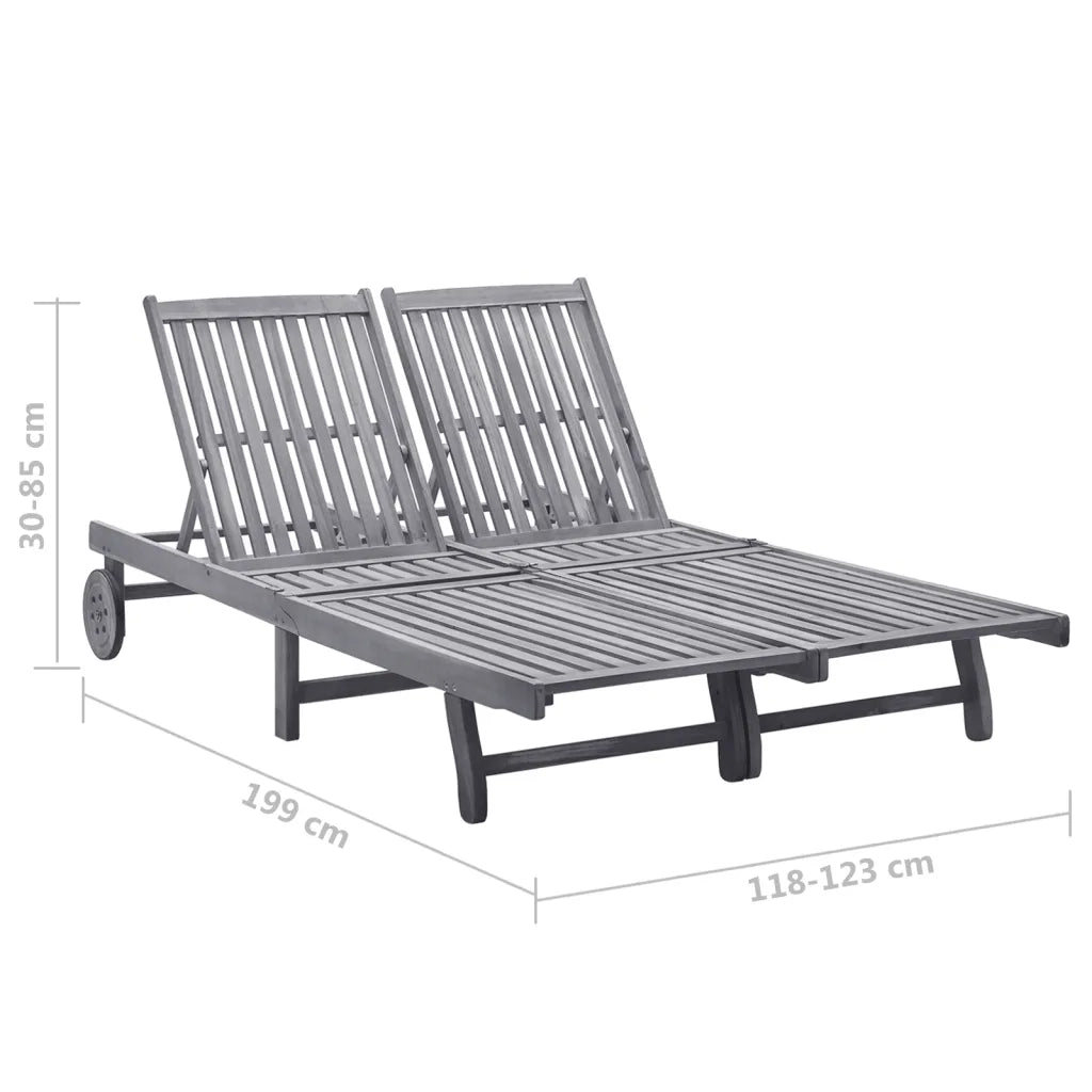 Lettino Prendisole per 2 Persone in Legno Massello di Acacia 311874