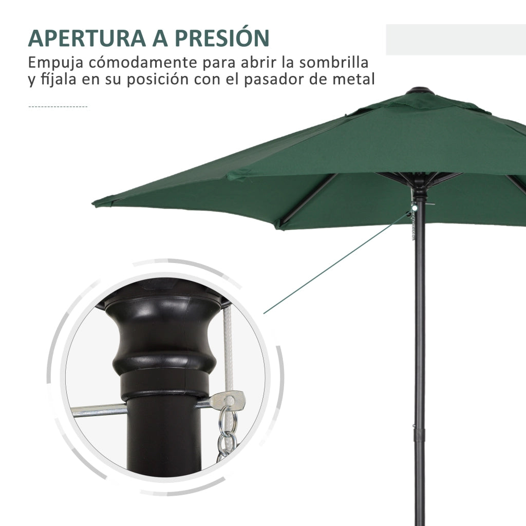 Ombrellone da Giardino con Palo in Alluminio e Tetto Ventilato ¨C Zephmum ¨C Verde