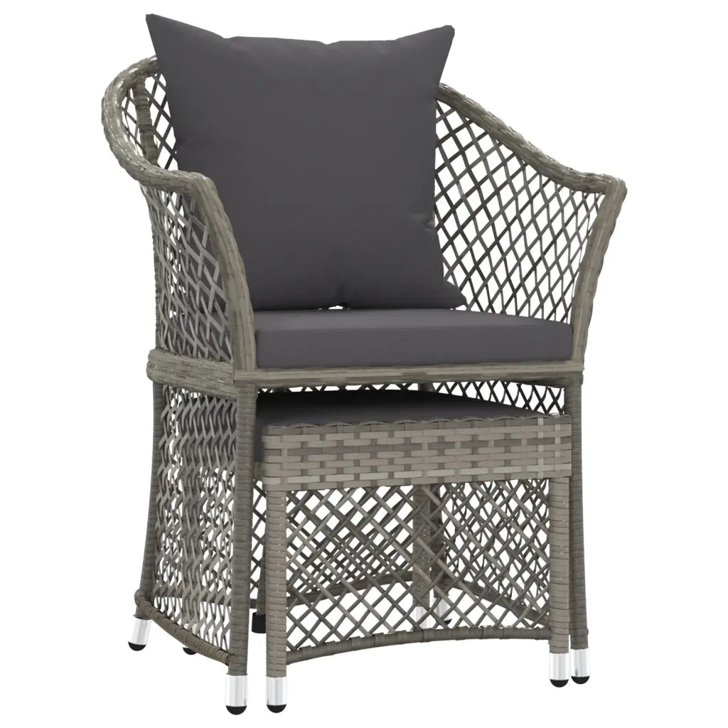 Set di Divani da Giardino 2 pz con Cuscini in Polyrattan Grigiocod mxl 95483