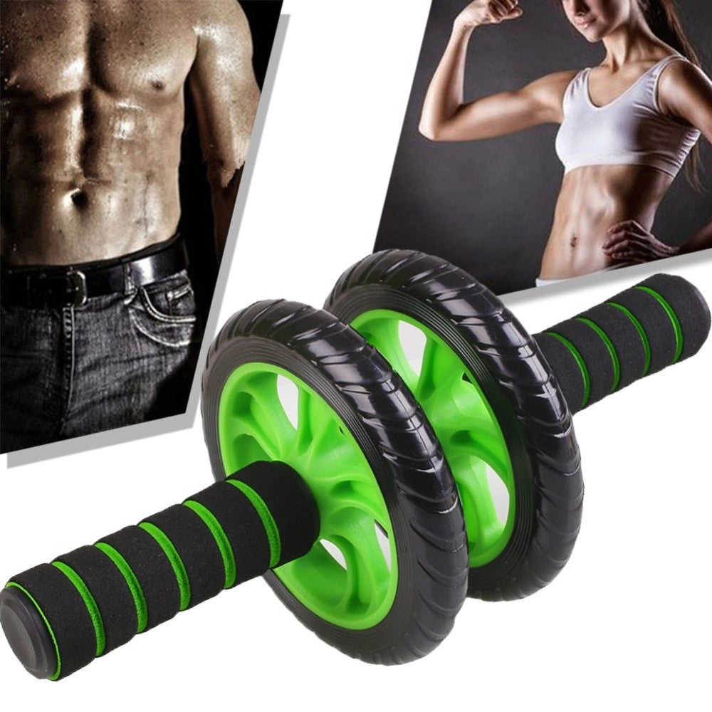 Trade Shop - Doppia Ruota Per Allenamento Muscoli Addominali Con Tappetino Palestra Fitness -