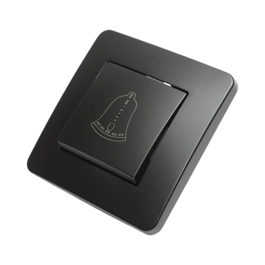 Interruttore campanello LED con ritorno, nero, da incasso, 220V, 10AX, PC 80x80mm