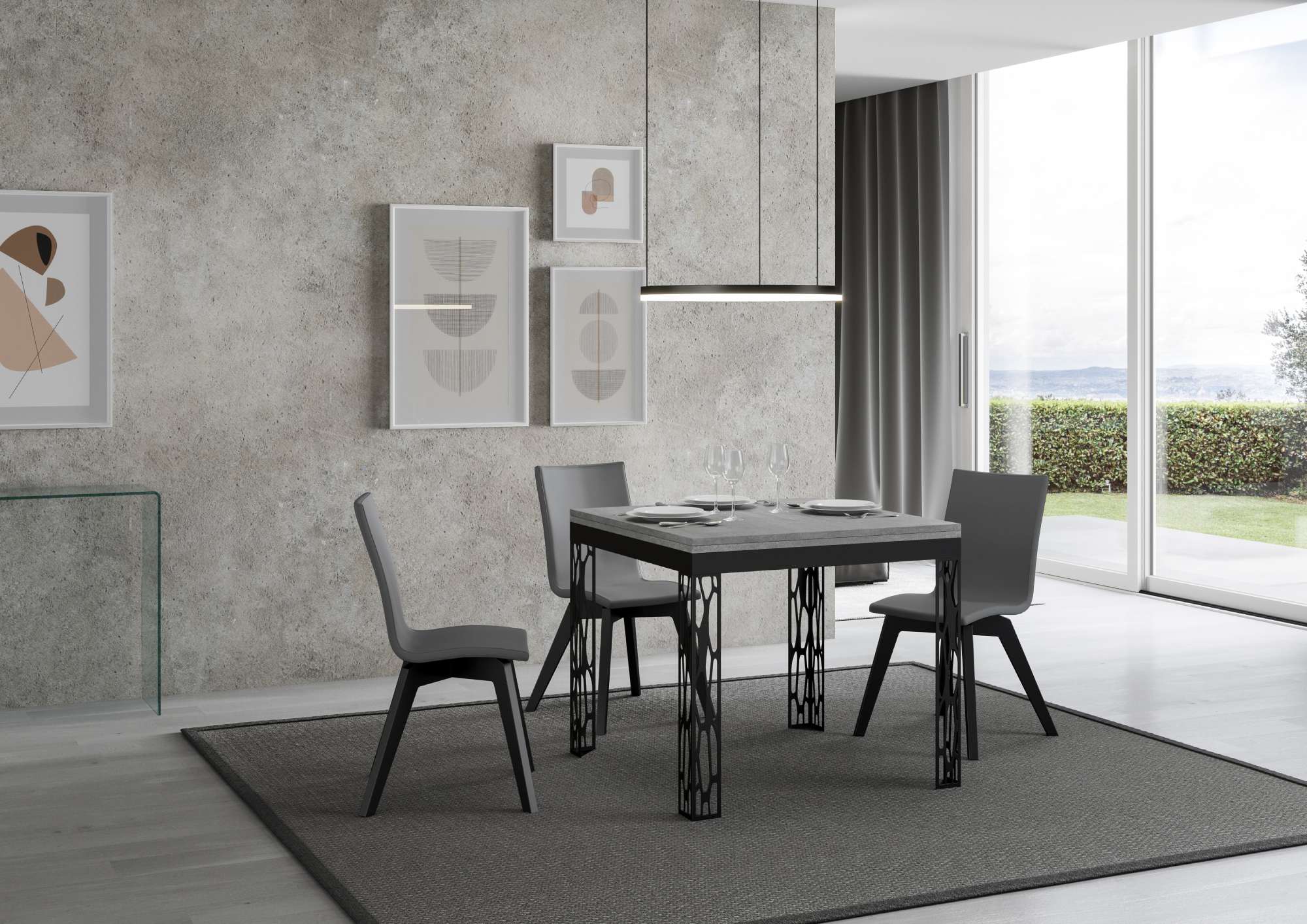 Tavolo Allungabile 90x90-180x78-80 cm Ghibli Libra Cemento