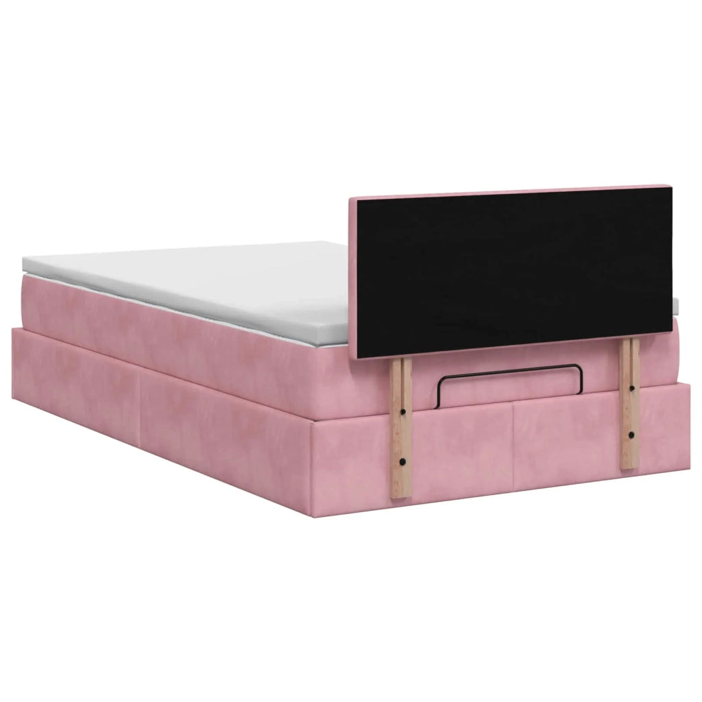 Letto Ottomano con Materasso e LED Rosa 120 x 190 cm Velluto 3457202