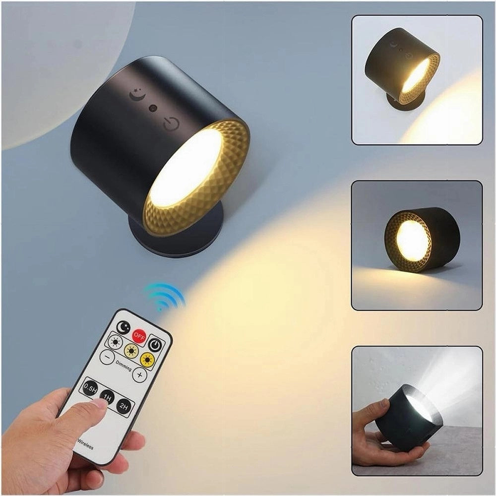 Trade Shop - Lampada Parete Led Luce Fronte Retro Ricarica Usb 3 Colori Luce Orientabile Bd01-3c - Nero