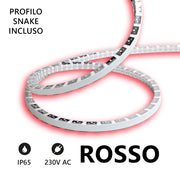 Alcapower Striscia LED Snake Flex 5m IP65 230V 12W/m Colore Rosso, Flessibile in Silicone, Alta Efficienza con Tecnologia SMD 2835 Integrata