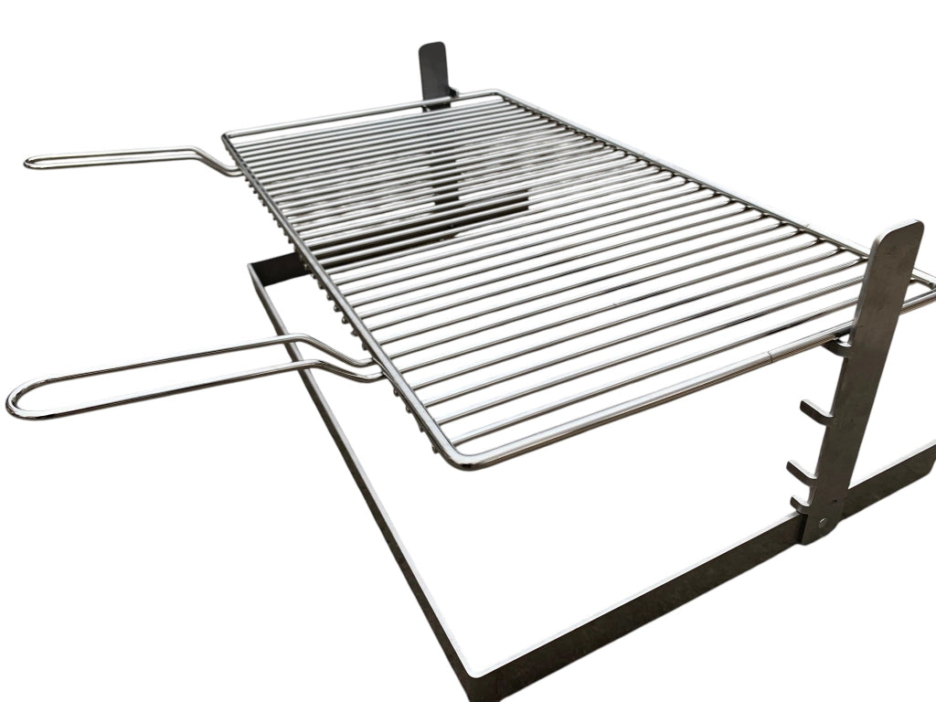 Griglia per Barbecue e Camino in Acciaio Cromato, Regolabile in Altezza, Struttura in Ferro, per Carne Pesce e Verdure 70x45 cm