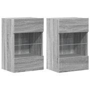 Mobili da parete con luci LED per TV 2pz | Armadietto TV | Mobile Porta TV Grigio Sonoma 40x30x60,5 cm
