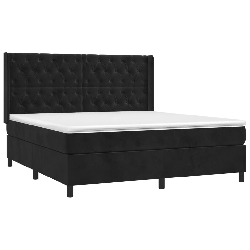 Giroletto a Molle con Materasso Nero 160x200 cm in Velluto 3132869